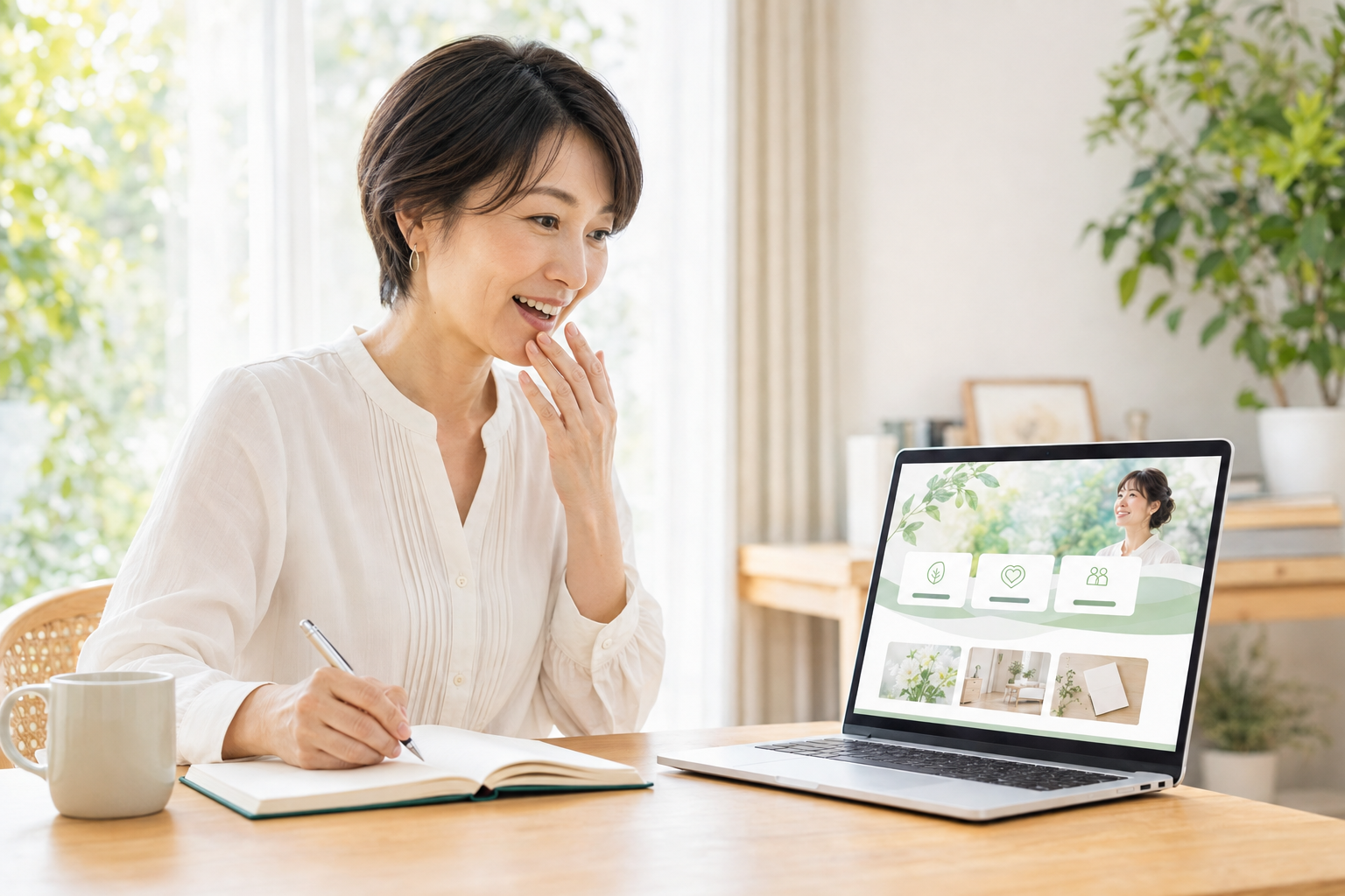 自分の想いがWebページとして形になり、驚きと喜びを感じる女性